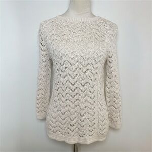 Club Monaco Cream Open Knit Woven Pullover Sweater XS